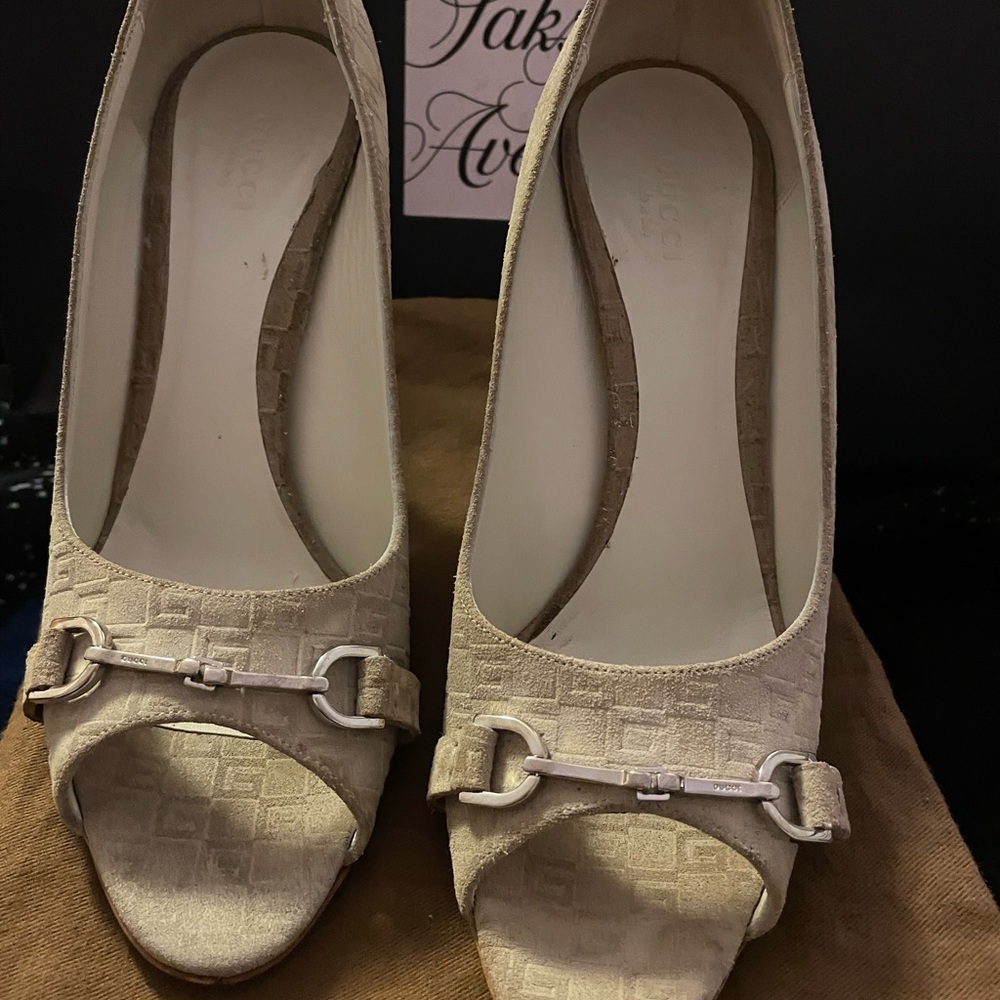 Gucci cream and white high heels